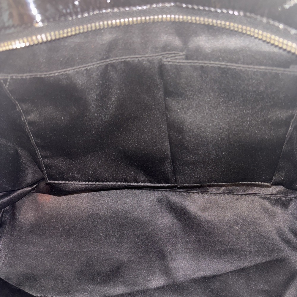 COACH Poppy Signature Quilted Patent Leather Jacquard Black Tote Bag 18676 EUC - Picture 13 of 16